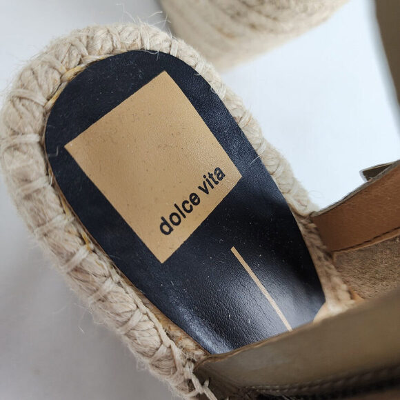Dolce Vita Espadrille Wedges Olive Leather Sandals Size 7 - Picture 6 of 8